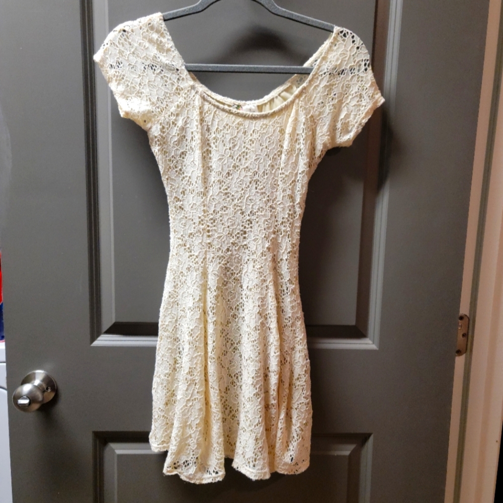 Lace Cream Skater Dress